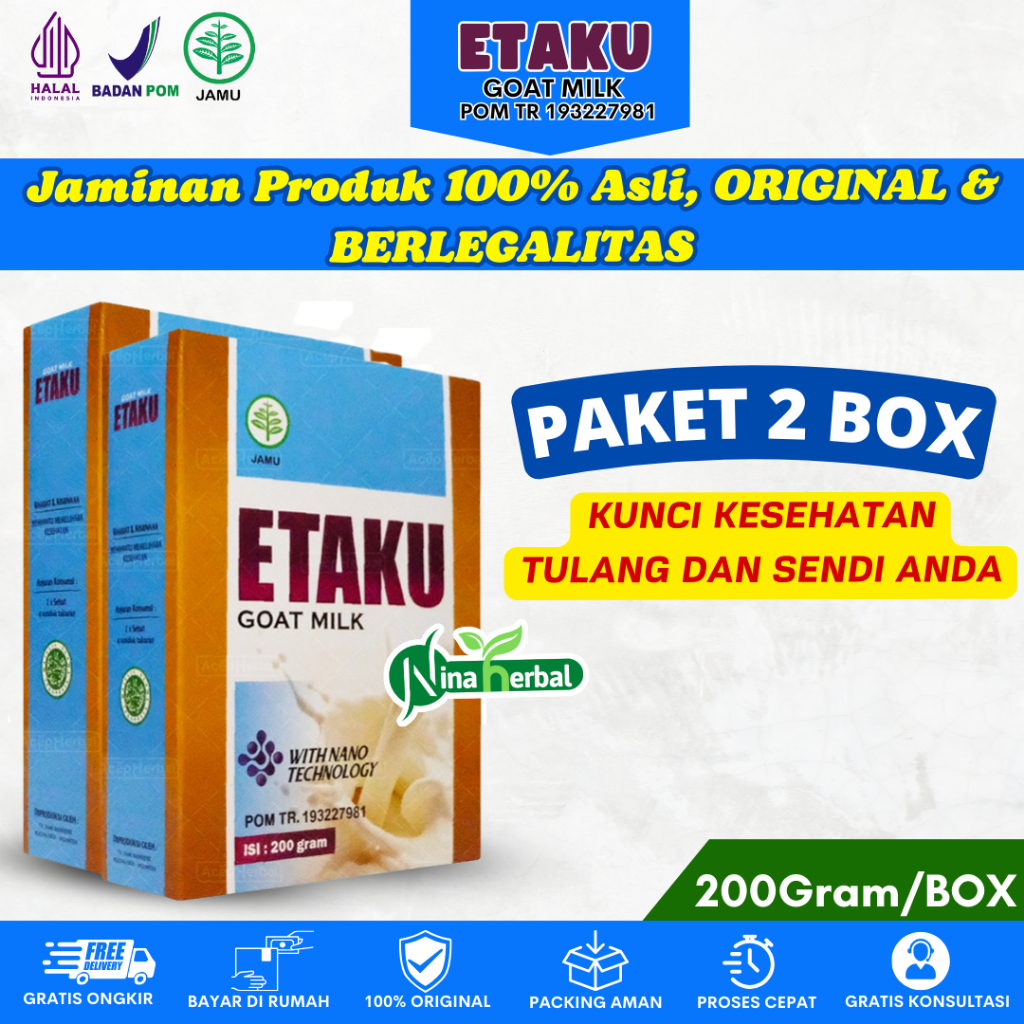 

Paket 2 Box Etaku Goat Milk - Susu Etawa 100% Alami Tanpa Efek Samping
