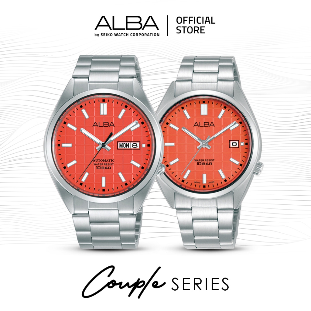 ALBA Jam Tangan Couple AL4323 & AG8M39 Quartz Stainless Steel Silver Watch