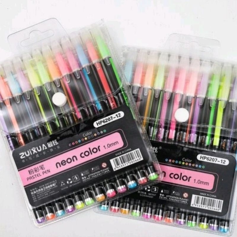 

[SET/12PCS] ZHUI XUA 12 WARNA PEN NEON-GLITTER