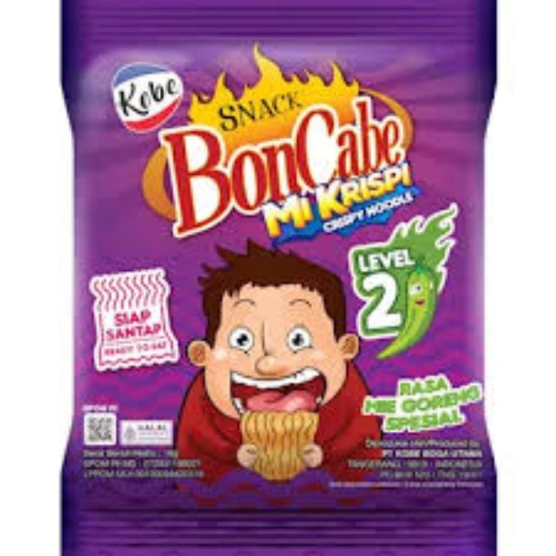 

Snack Mie krispi Bon Cabe Level 2 kemasan 1Renceng isi 10pcs