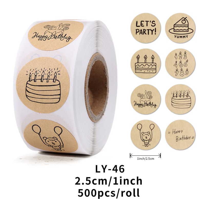 

STIKER KUE LY-46 2.5CM/1INCH ISI 500PCS,COCOK UNTUK PACKAGING DLL
