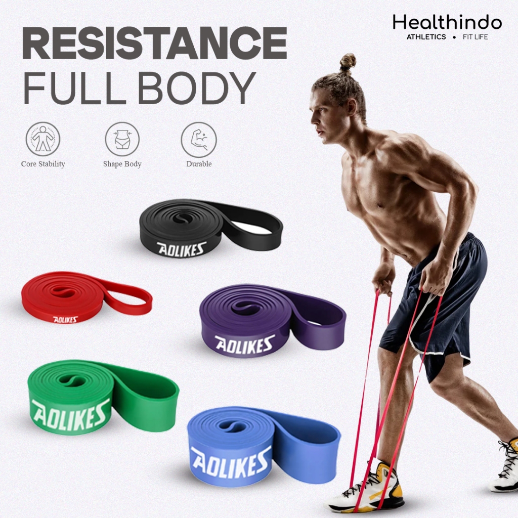 Aolikes - Resistance Band Panjang Latex Elastis | Long Resistance Band | Karet Latihan Olahraga | He
