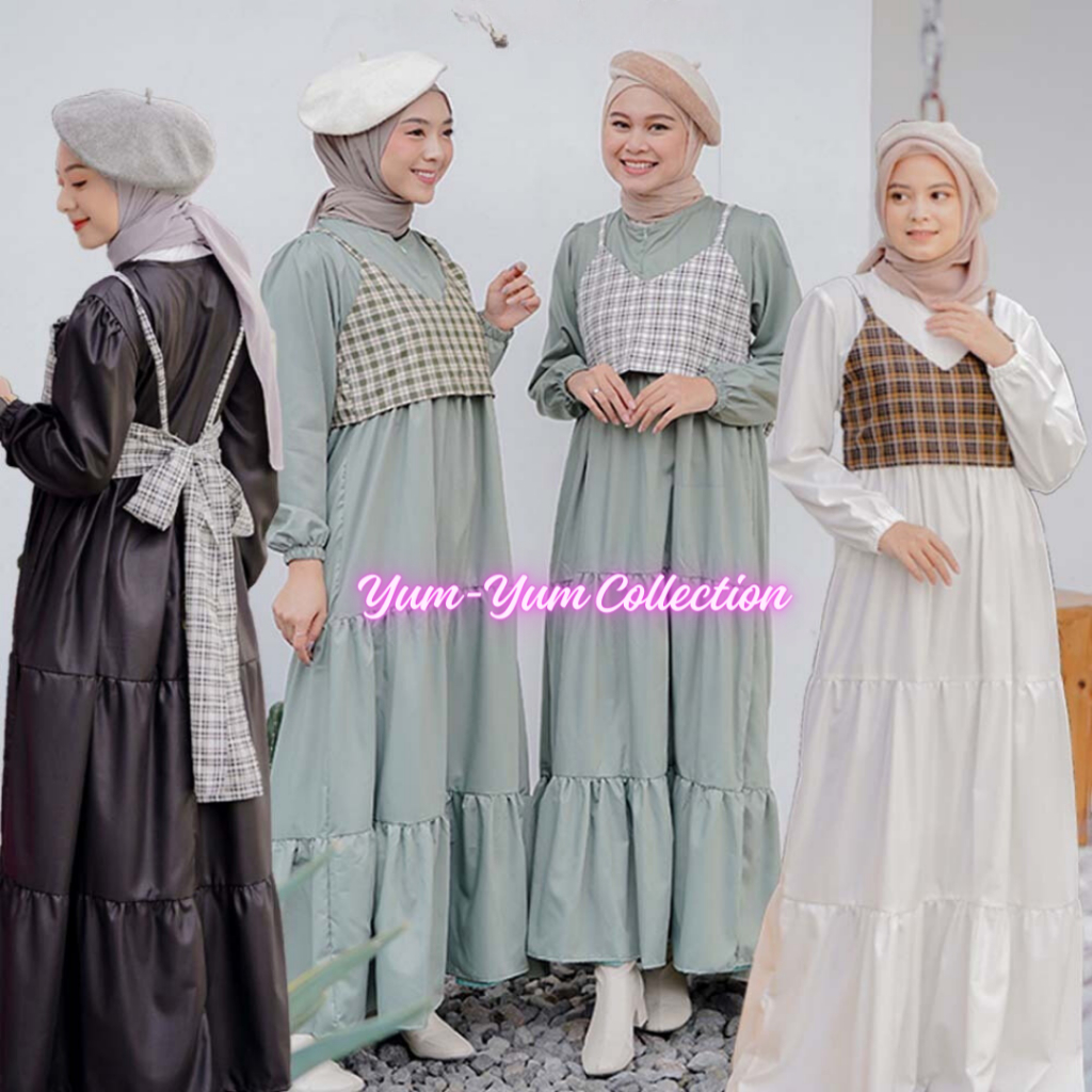 Amy Dress | Dress with Vest | Dress Set | Blouse Set | Gamis Tanktop | Gamis Vest | Gamis Tingkat | 