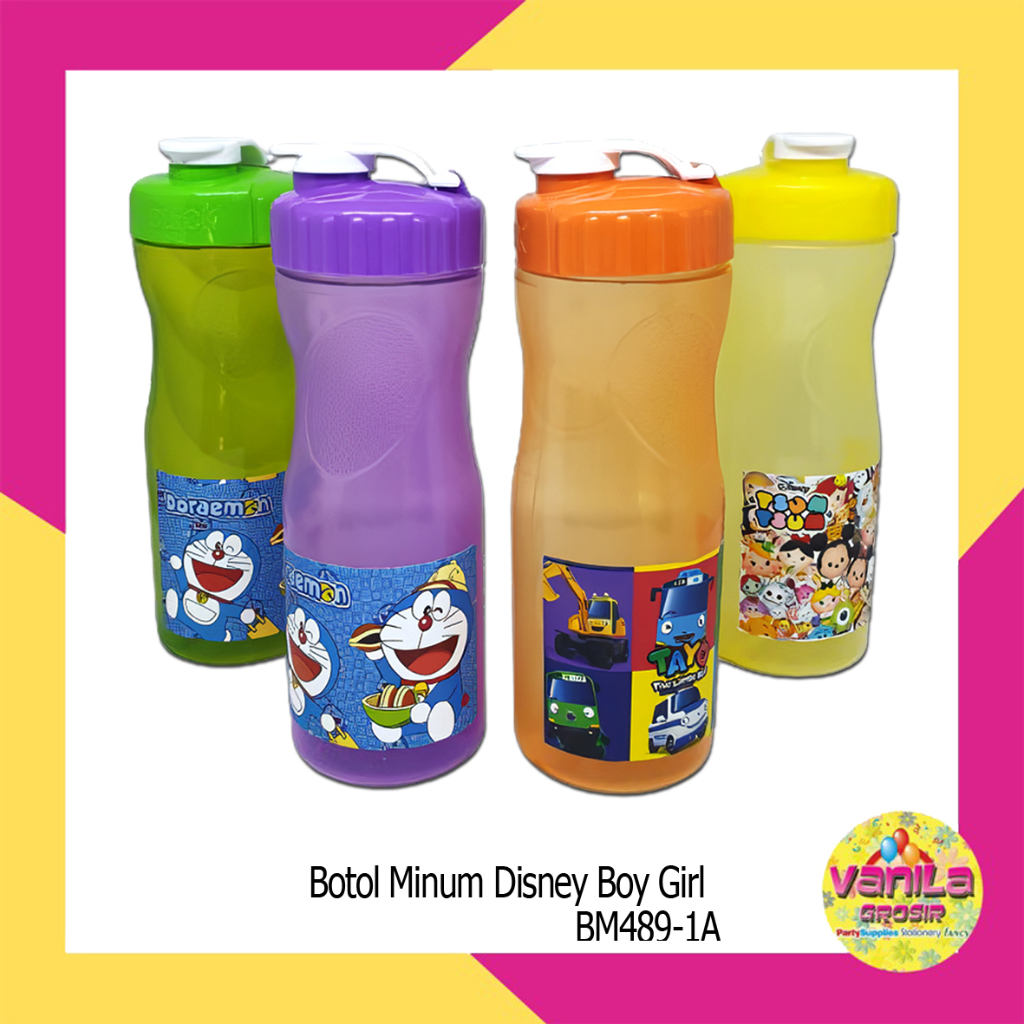 (1Pcs) Botol Minum Plastik Karakter, botol minum, botol plastik tebal, botol minum anak