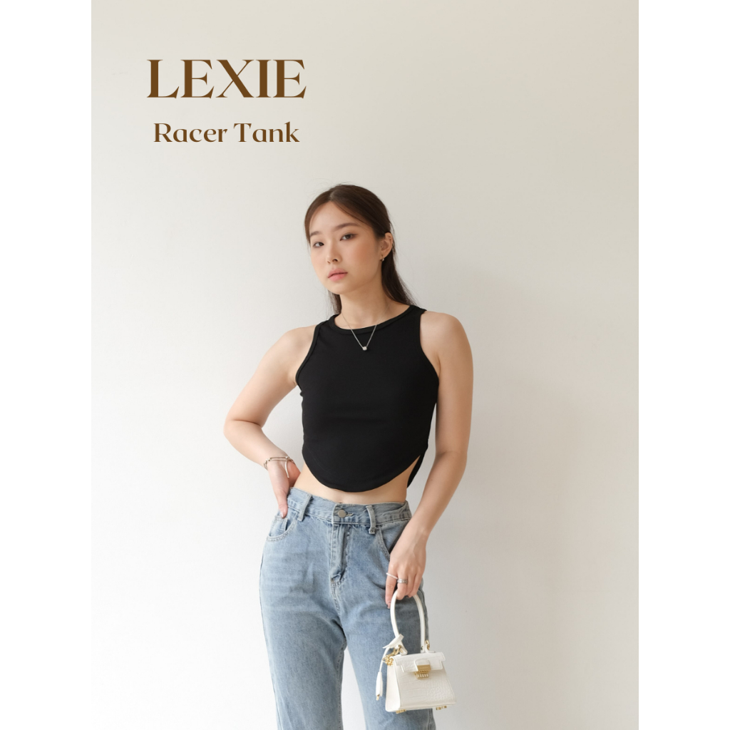 Lexie Knit Racer Tank Top / Tanktop Rajut Wanita / Crop Tank Top / Ribbed Knit Premium Top