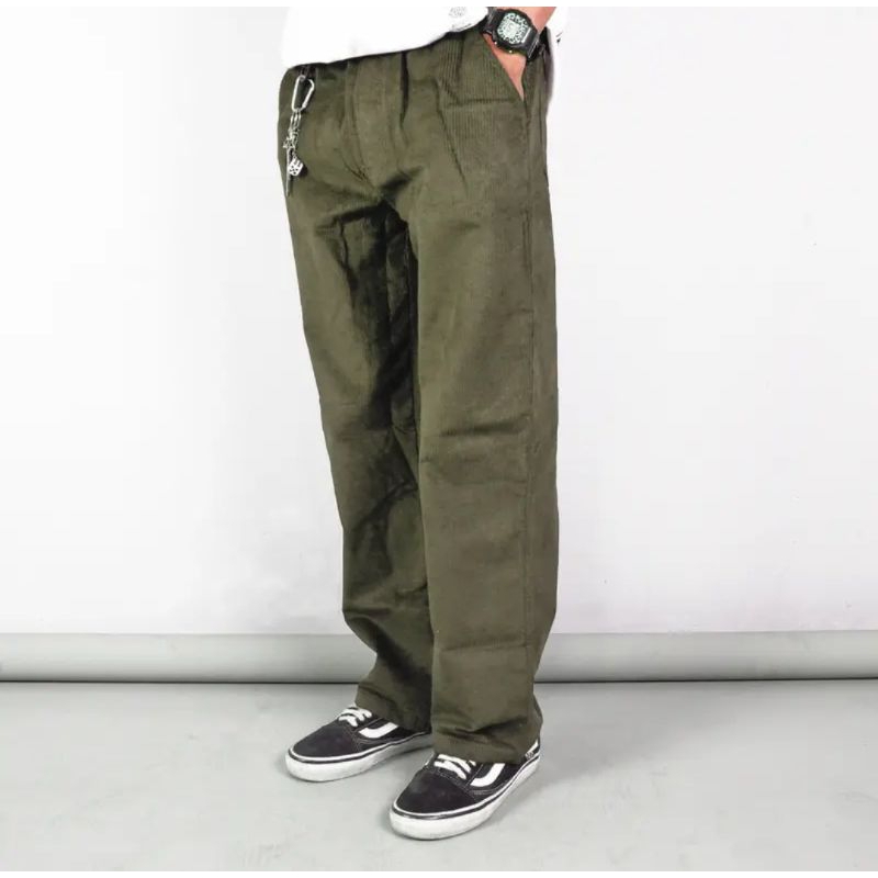 FRDM Streetwear Celana Panjang Corduroy Celana Hitam Polos Pria