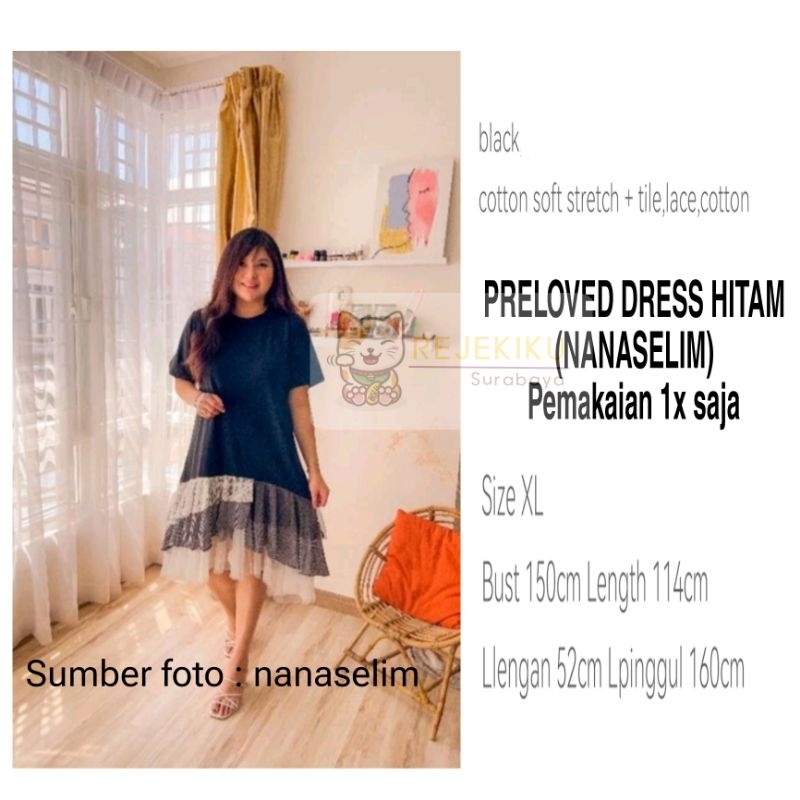 [PRELOVED] SECOND DRESS HITAM BIGSIZE LD 150
