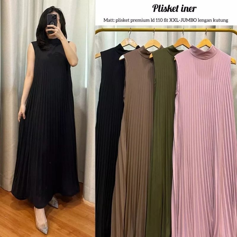Inner Singlet Plisket Hyget Premium//Gamis singlet plisket