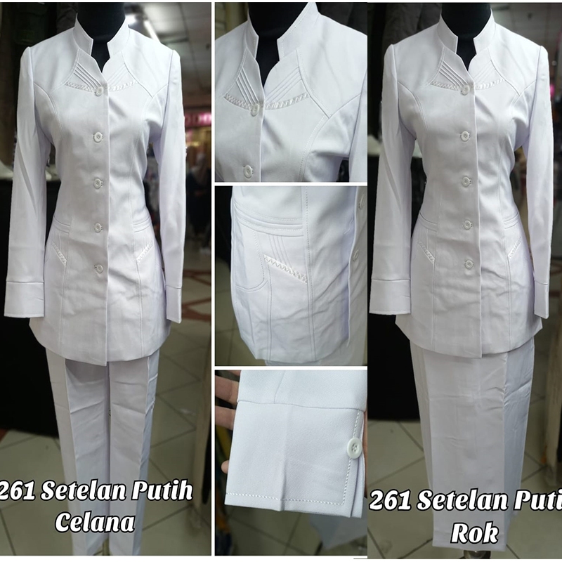 Blazer JUMBO Putih putih kode 244 ukuran  6L-7L-8L setelan Rok Dan Celana-seragam Guru dan PNS-Pakai