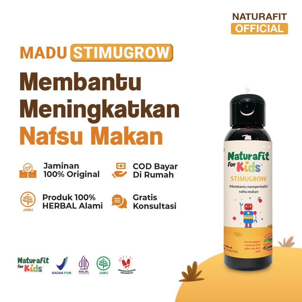 Madu Stimugrow Naturafit For Kids Herbal Vitamin Penambah Nafsu Makan Anak Memperbaiki Nafsu makan A