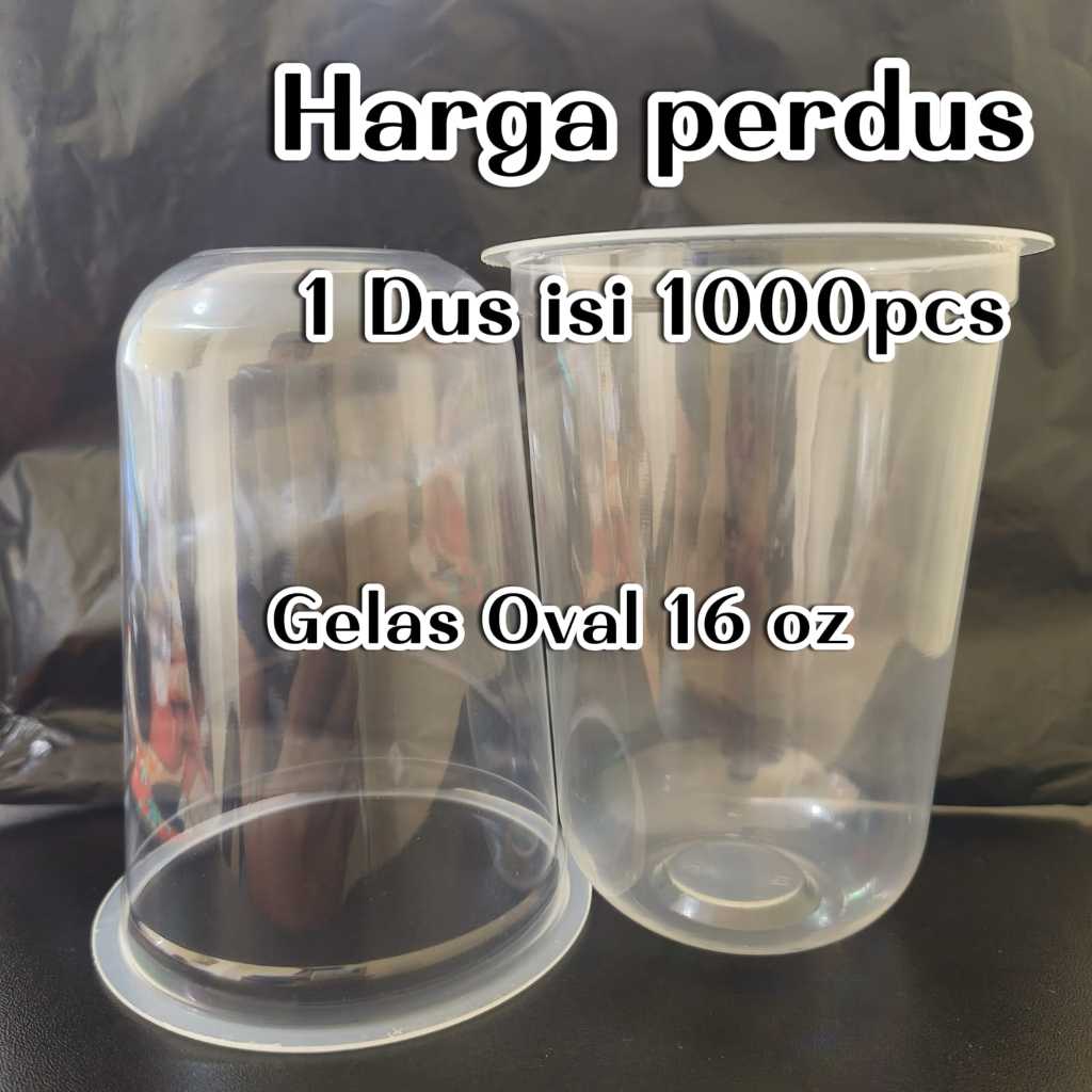 (perdus) Gelas Plastik Bening Oval Ukuran 16oz Cup Kopi Pop ice Oval