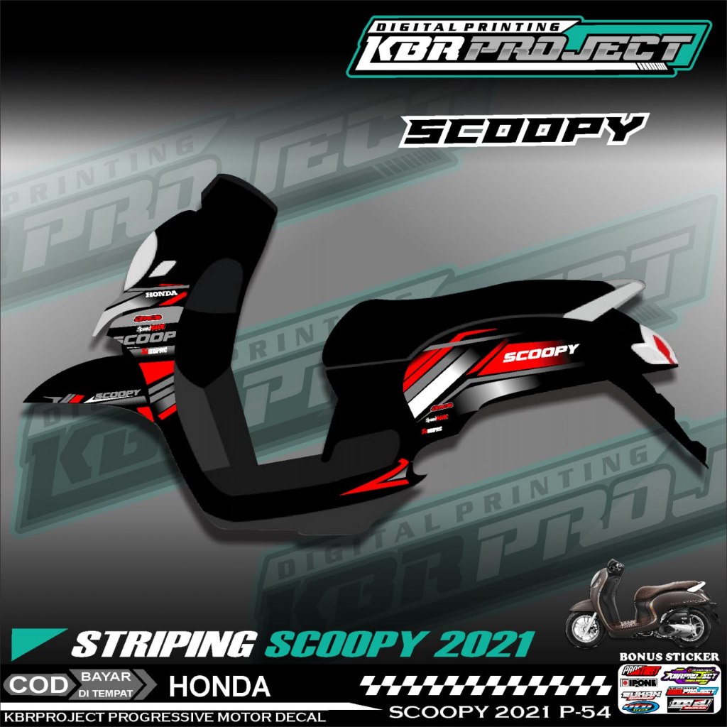 SCOOPY 2021 STIKER STRIPING PREMIUM MOTOR KEREN LIS VARIASI DESAIN RACING P.54 TRANSPARAN BISA COD