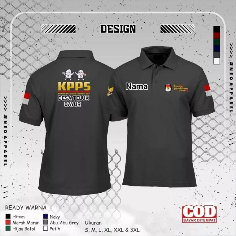 POLOSHIRT KAOS KERAH PANJANG KPPS / KAOS POLO KERAH KPPS FREE NAMA / NAMA DAERAH / JABATAN
