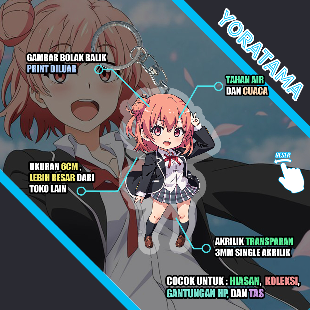 Gantungan Kunci Yui Yuigahama Oregairu, Keychain Anime Lucu