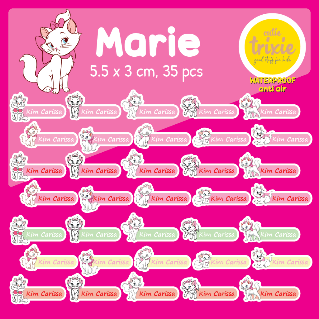 

Sticker label nama anak waterproof Marie