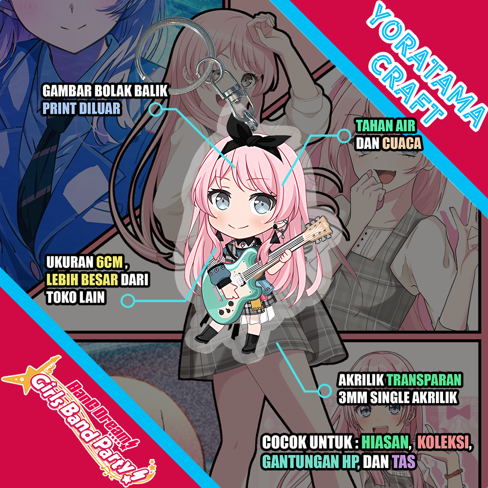 Gantungan Kunci Anon MyGO Bang Dream, Keychain Anime Lucu