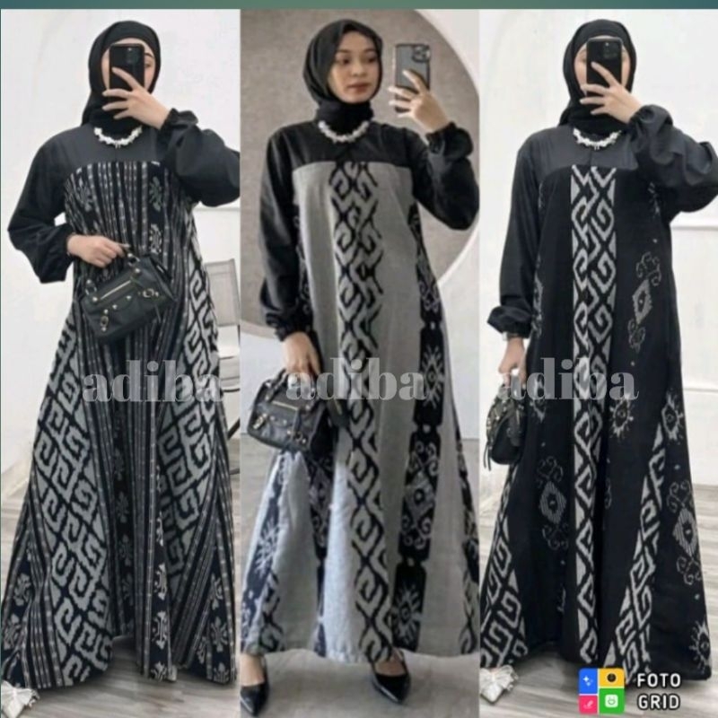 Gamis Sesha Jumbo Size S M L XL XXL Bahan Tenun Ikat Troso Gamis Kondangan Gamis Muslim Baju Lebaran
