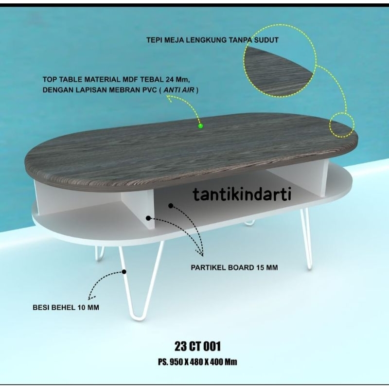 MOANA COFFE TABLE, MEJA TAMU MINIMALIS, MEJA KOPI, MEJA MULTIFUNGSI MEJA LENGKUNG TANPA SUDUT TOP TA