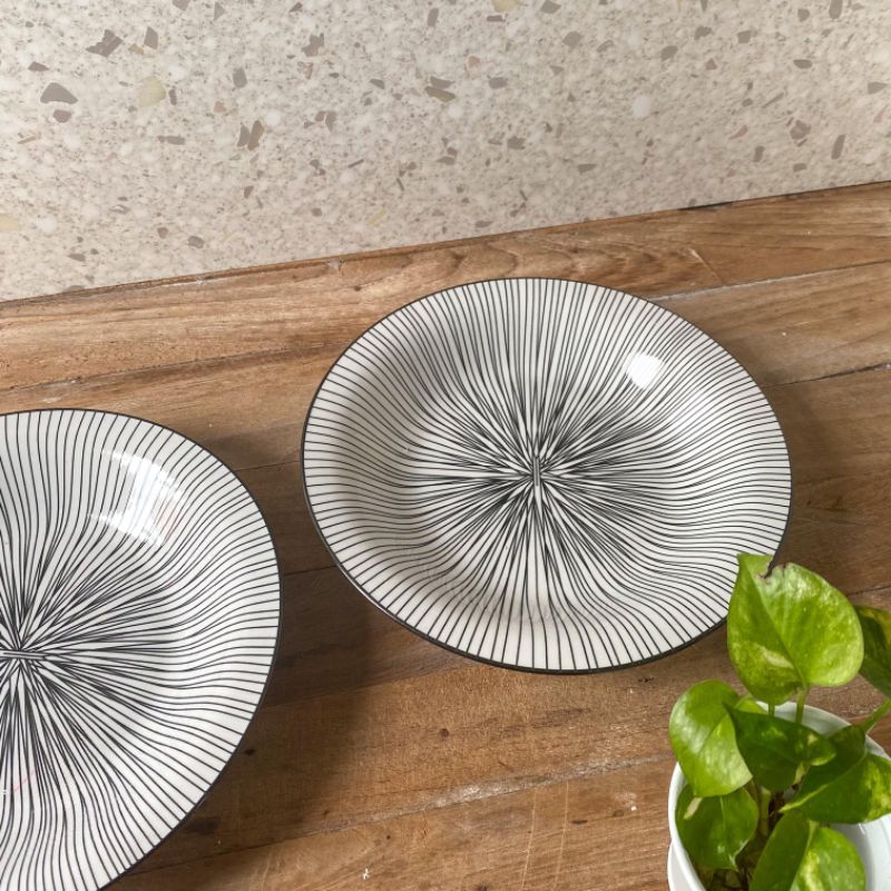 Piring Keramik Hitam Putih, Piring Makan, Piring Saji