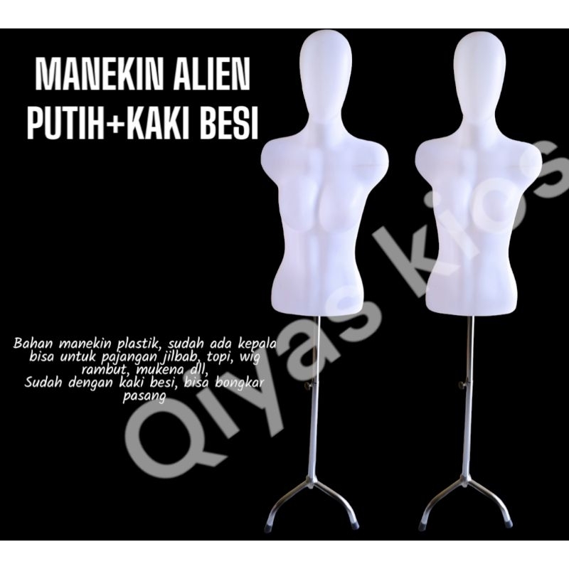 MANEKIN ALIEN PUTIH + KAKI BESI PATUNG TORSO BAJU MUKENA JILBAB