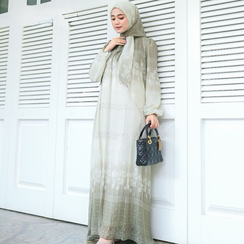 Gamis Motif Zhafirah ceruty babydoll set hijab premium by Lila