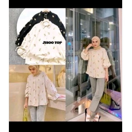 KEMEJA WANITA/JISOO TOP/JISOO FLOWER/MOTIF/BUNGA