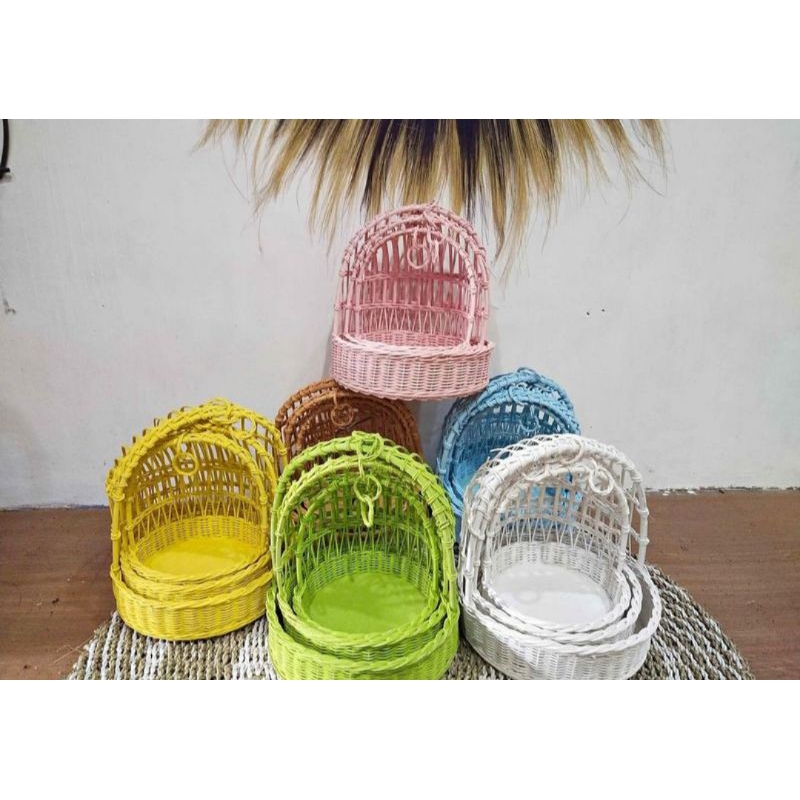 

READYSTOK!! COD Keranjang ayunan set isi 3 warna / keranjang rotan / hampers rotan/seserahan dan hantaran