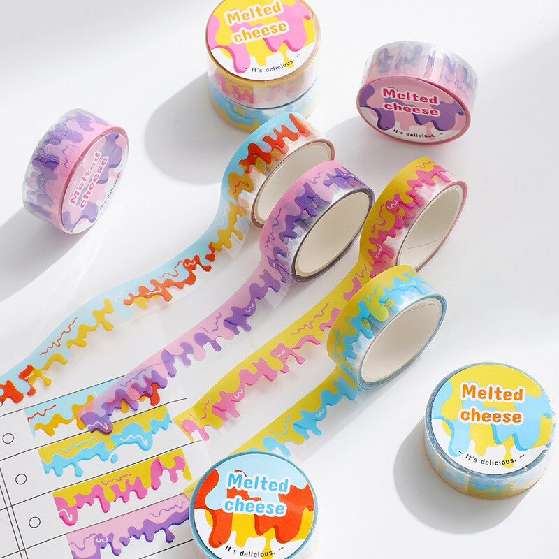 

[JOURNALROSS] 1 Roll Washi Tape Dekorasi Photo Polaroid Gambar Keju Meleleh Lucu Masking Tape DIY Dekorasi Photo Card Idol
