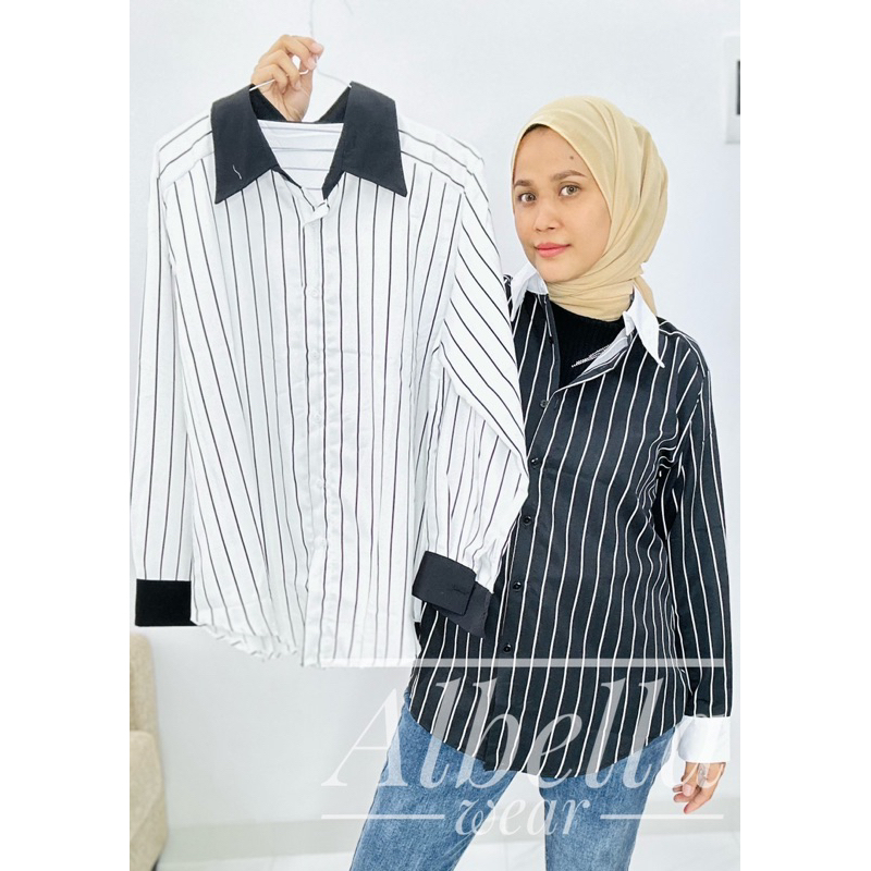Albella- Yumna Kemeja Oversize stripes salur