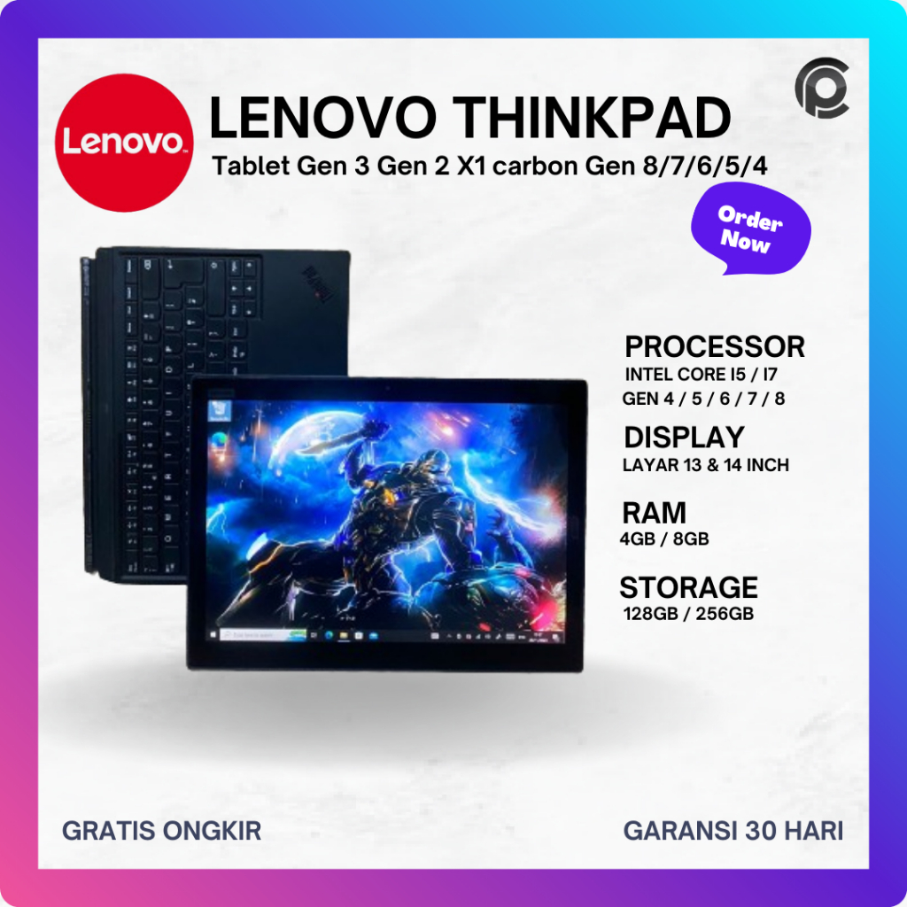 Lenovo Thinkpad X1 Tablet Gen 3 Gen 2 & X1 carbon Gen 8 Gen 7 Gen 6 Gen 5 Gen 4 i5 Laptop Second Bek