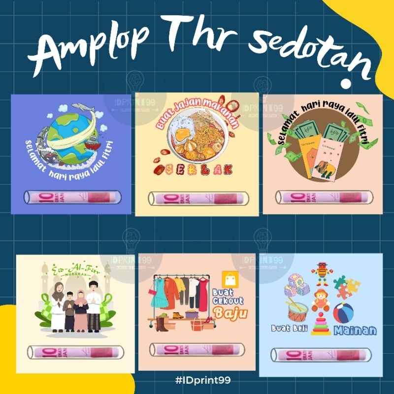 

(12pc) Amplop THR sedotan MIX | Amplop THR lebaran 7,5 x 7,5 cm