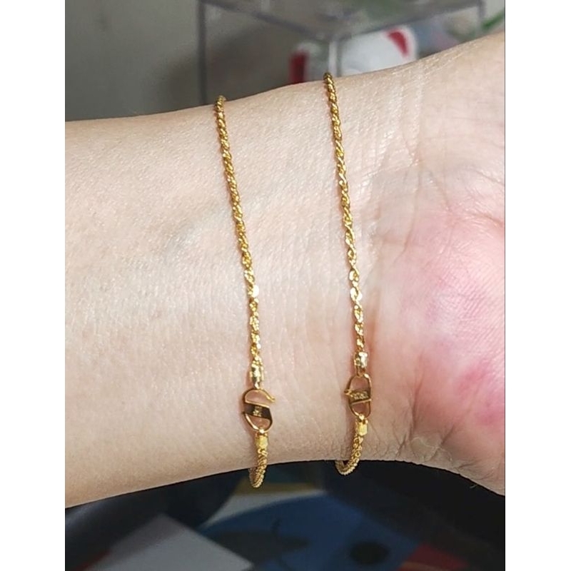 Gelang rantai tangan / kaki bayi, anak < 3 th & dewasa 0.5gr tambang, pelintir (melingkar) emas 16k 