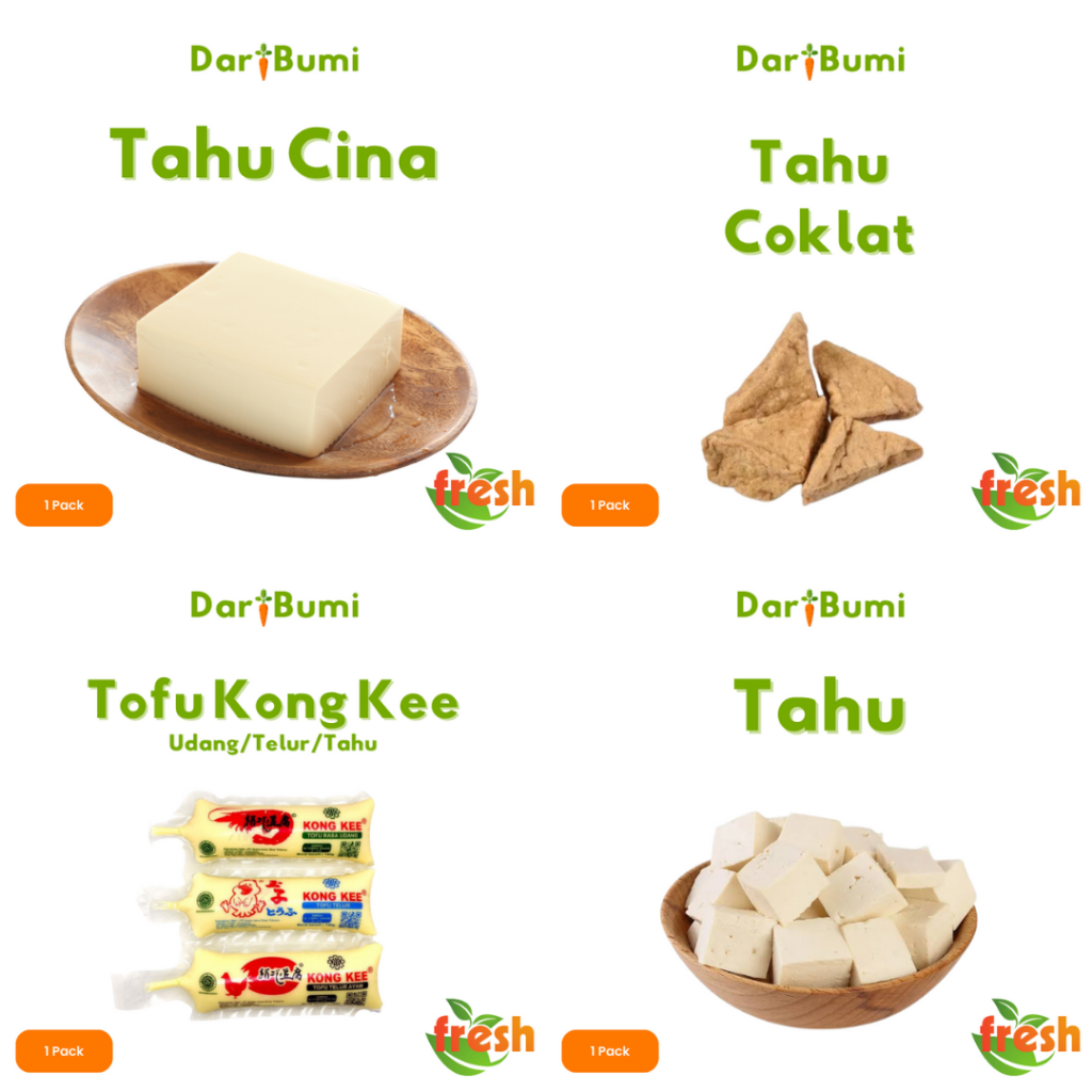 

Tahu Cina Putih Bersih / Tahu Coklat / Kong Kee Tofu Telur / Tahu Potong - Dari Bumi Online