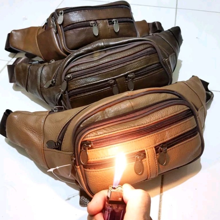Tas pinggang pria kulit asli waistbag tas dada/ tas slempang kulit asli