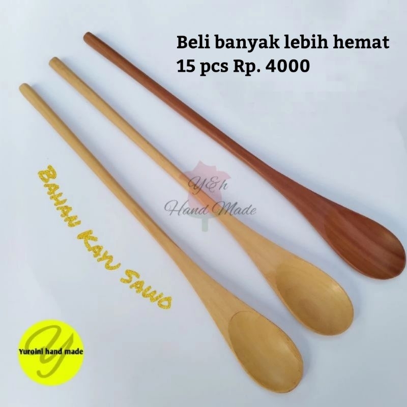 Sendok Jus Kayu Panjang 25 cm / Sendok Kayu Panjang / Pengaduk Minuman / Sendok Pengaduk Minuman