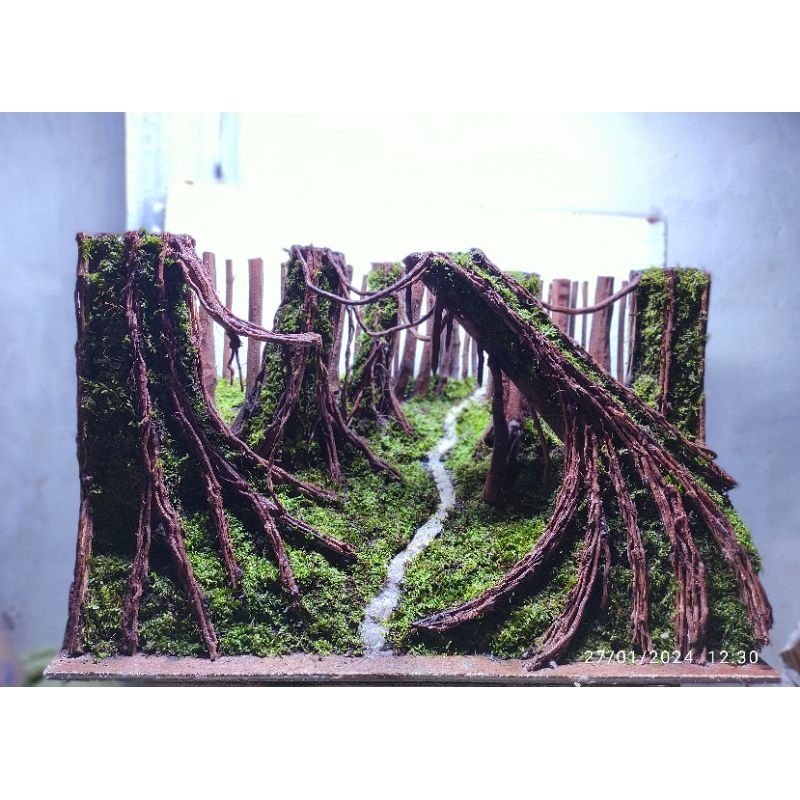 Hardscape jungle aquascape siap pakai untuk ukuran tank P60L40T40. cm gratis planting mossjava dan b