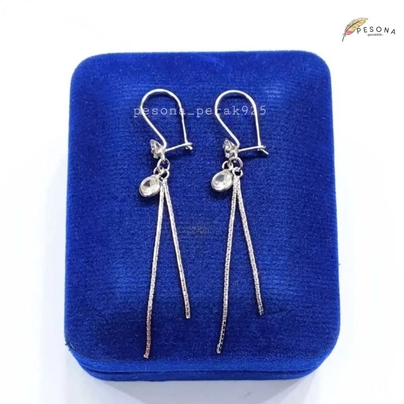 ANTING PANJANG PERAK ASLI SILVER 925 LAPIS EMAS - PERHIASAN SILVER PERAK ASLI - PERHIASAN WANITA