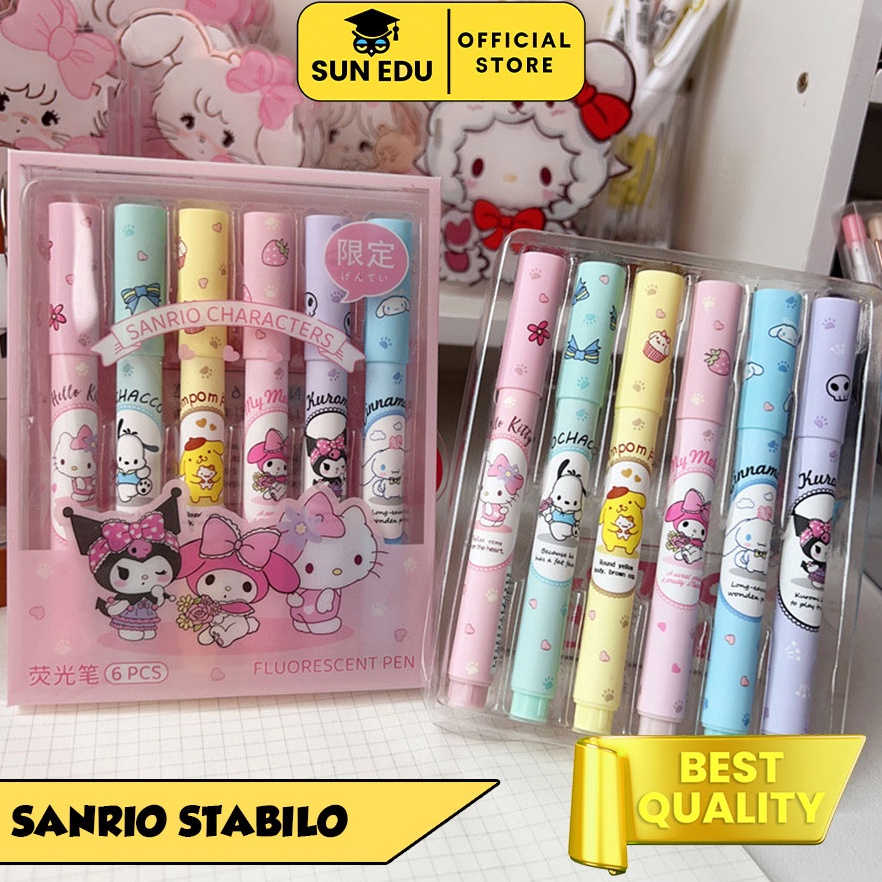 

Terkini 6 PCS 1 set Stabilo sanrio highlighter Stabilo pastel color cute penanda pewarna W9