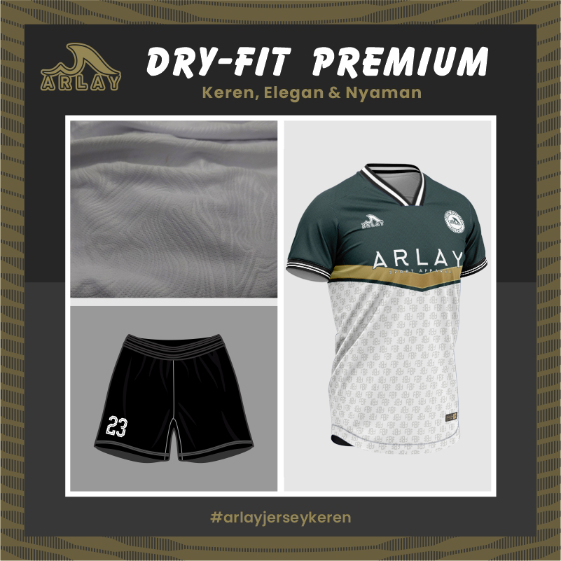 Jersey Futsal Arlay Keren - Baju Bola Printing Custom Bisa Satuan Desain S 10 Warna Hijau Putih