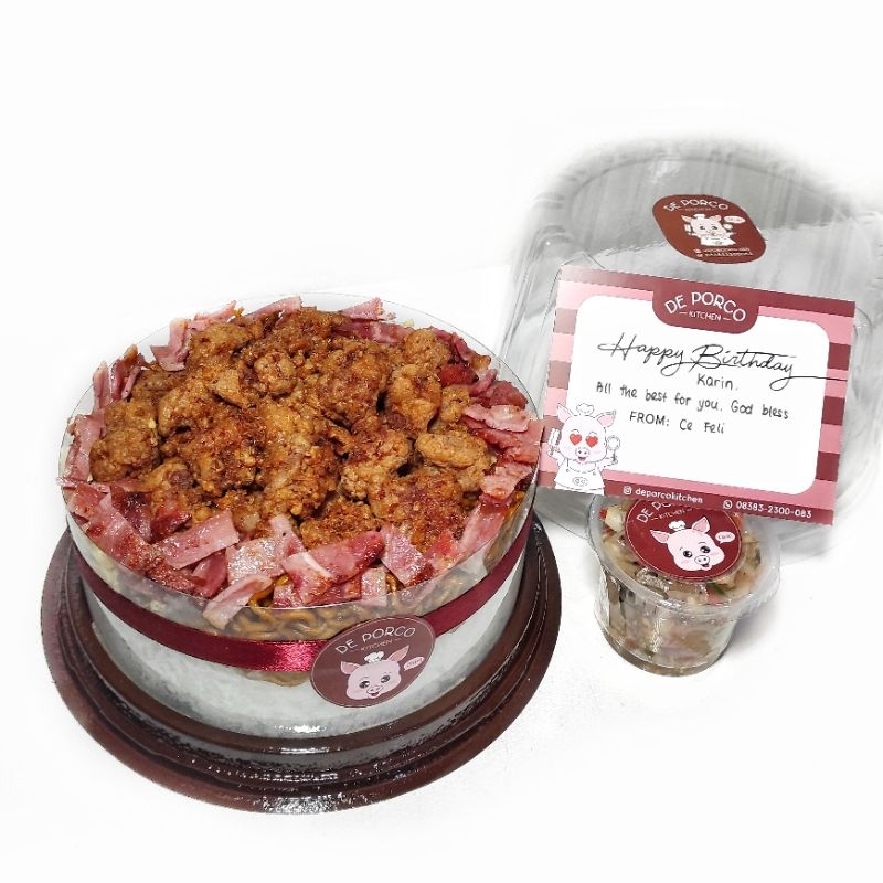 

DEPORCO Pork Cake Tart Babi 16cm Hadiah Ulang Tahun