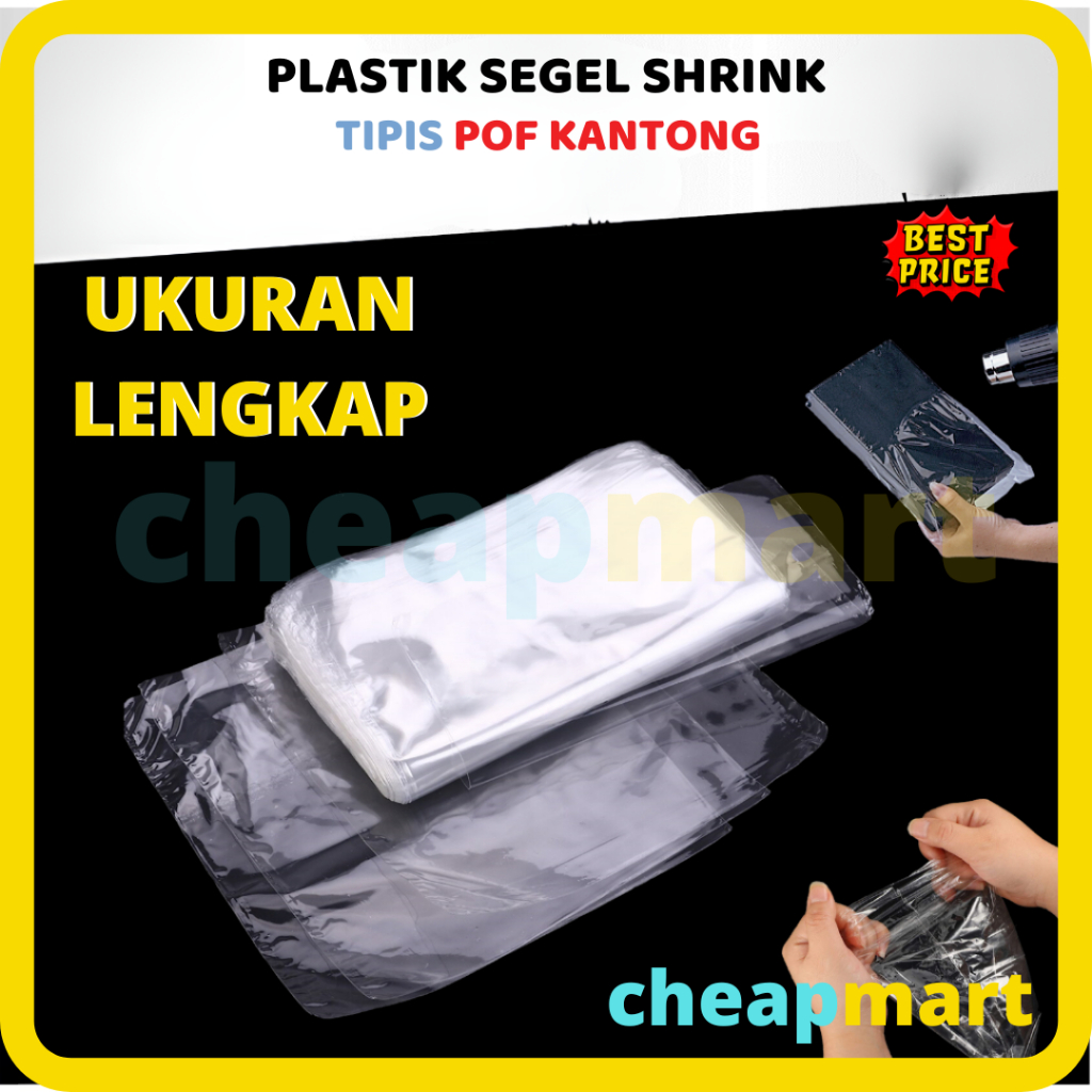 POF Plastik Segel Shrink Tipis Potongan Kantong Segel Dus, Buku, Majalah, Hp Polos Transparan Shrink