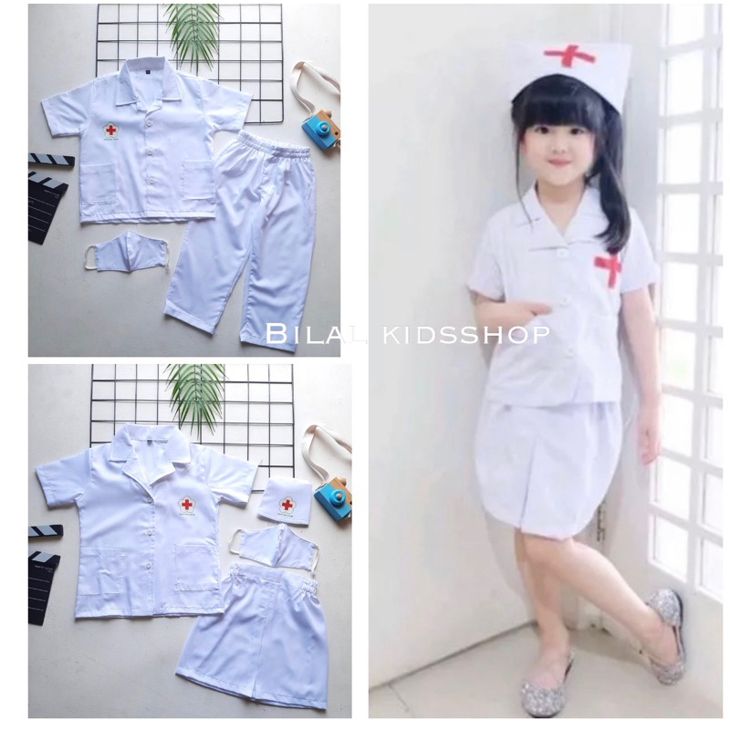 BAJU DOKTER ANAK/KOSTUM DOKTER ANAK 1-6th/BAJU DOKTER KECIL ANAK