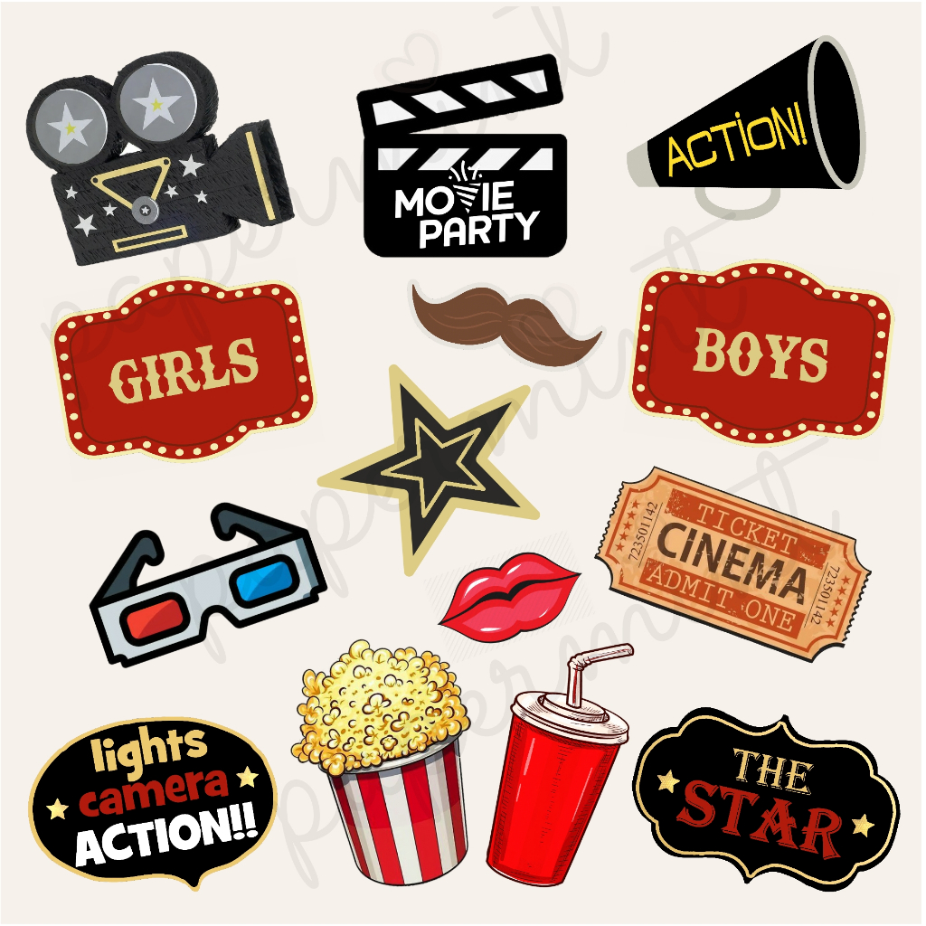 PROPS PHOTO BOOTH tema MOVIE