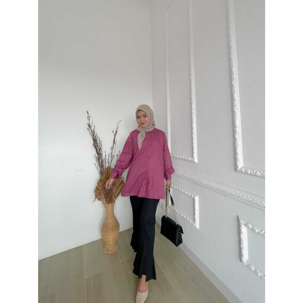 Ins Collections Atasan Kemeja Lily Baju Atasan Muslim Wanita Casual Bahan Katun Toyobo Premium
