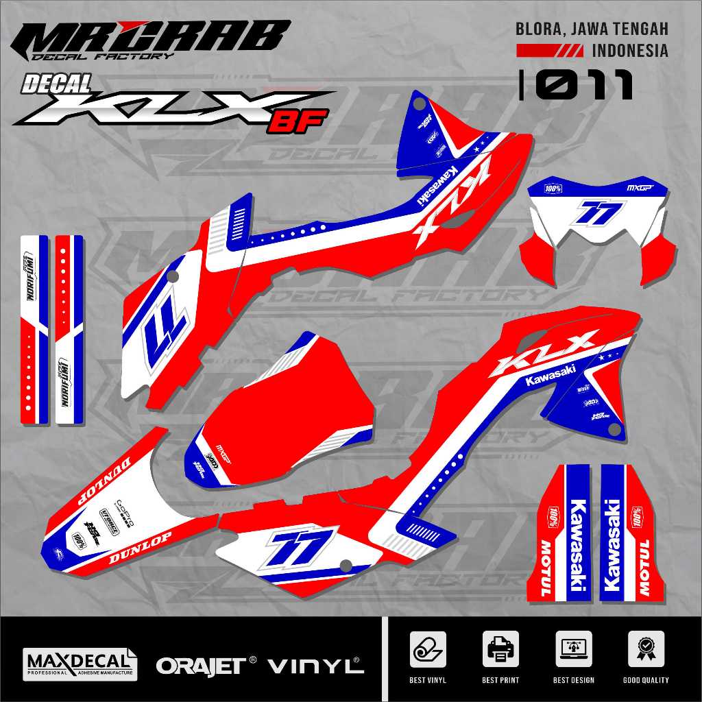 011 NEW STICKER DECAL KLX BF - STICKER FULL BODY KLX BF LIST RACING ABSTRAK