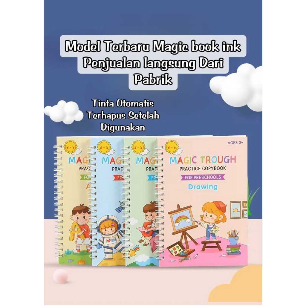 

Magic Book invisible ink 4 Pcs / Buku Belajar Menulis, gambar & Berhitung