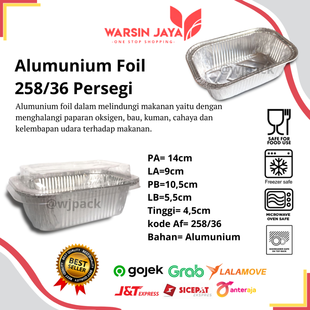 Alumunium Foil 258 persegi + tutup - alumunium foil