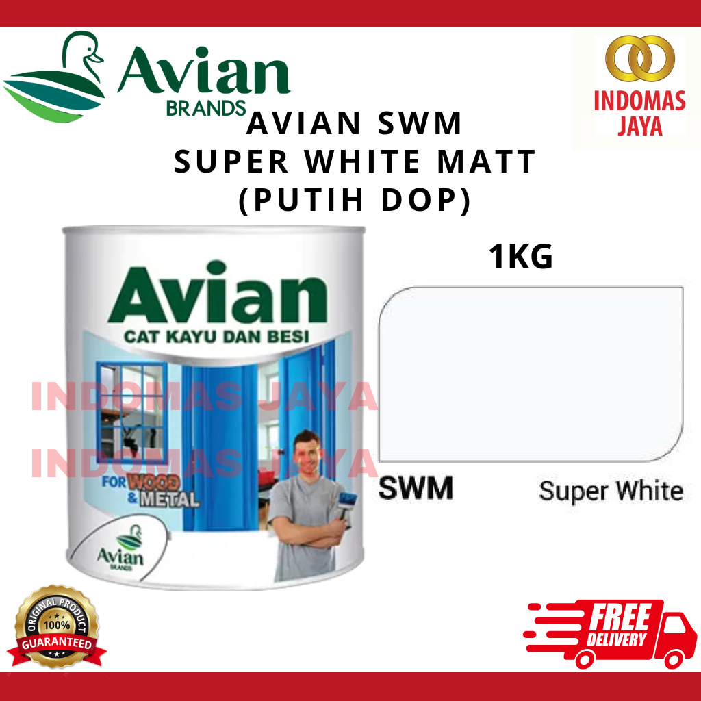 CAT BESI AVIAN SWM 1KG - CAT MINYAK AVIAN SWM (PUTIH DOP)