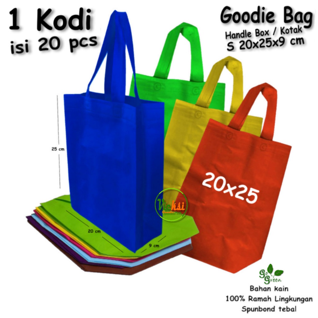 

Kodian isi 20 pcs Tas Spunbond Goodie bag Handle Box / Kotak Ukuran Kecil S= 20x30x9 Kantong Kain belanja / Shopping bag, Goodybag Souvenir Snack Ultah / Ulang tahun , Hampers Pernikahan / wedding, paper bag Lebaran Idul fitri Yasinan