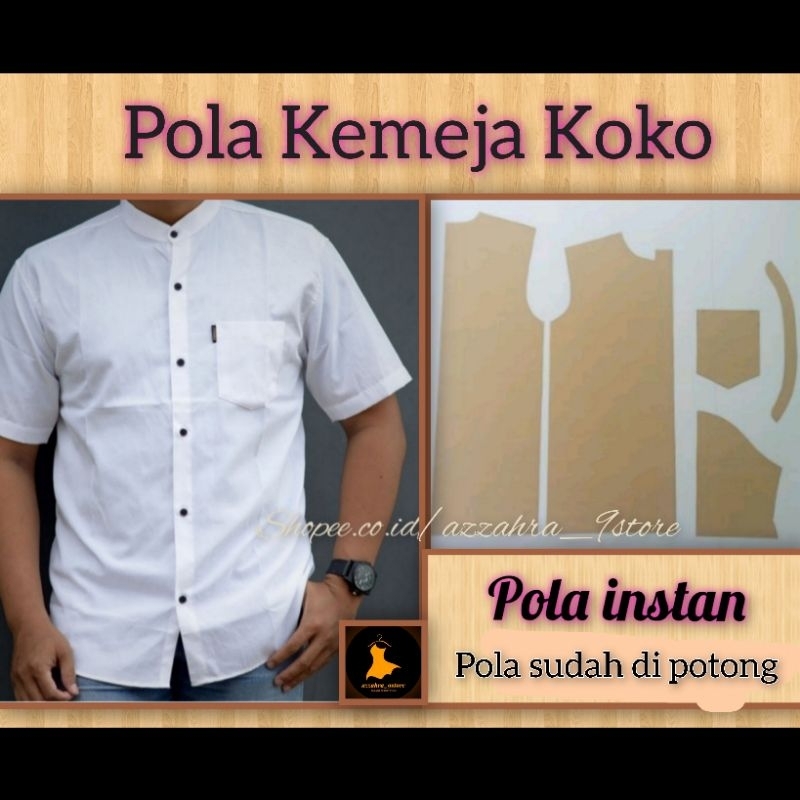 Pola kemeja koko, pola kemko lengan pendek, pola instan